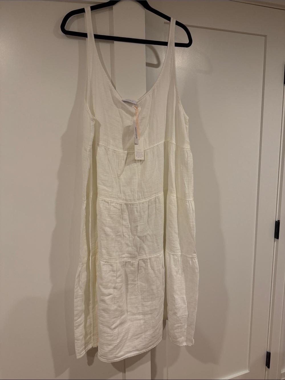 White oversized gauze tiered dress